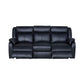 BARRON GENUINE MURANO LEATHER 3-SEATER  RECLINER SOFA W/USB PORT  BLACK - MyChocolateWood