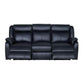 Barron Genuine Murano Leather 3-Seater Recliner Sofa in Black - Chocolate Wood