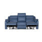 BARRON GENUINE MURANO LEATHER 3-SEATER  RECLINER SOFA W/USB PORT  MARINE BLUE - MyChocolateWood