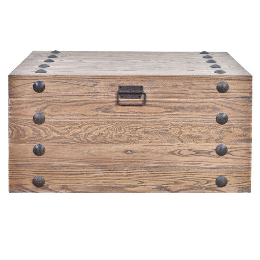 BASIL NAILHEAD OLD ELM TRUNK SIDE TABLE NATURAL WITH IRON ACCENTS - MyChocolateWood