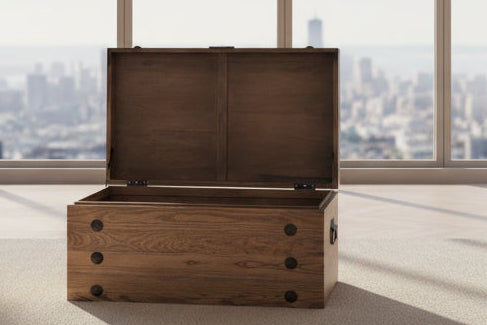 BASIL NAILHEAD OLD ELM TRUNK SIDE TABLE NATURAL WITH IRON ACCENTS - MyChocolateWood