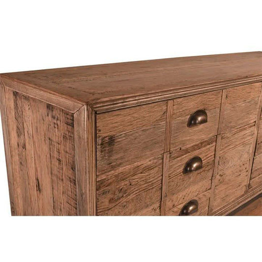 BASIL RECLAIMED OAK 6 DRAWER CHEST OF DRAWERS WITH BOTTOM SHELF - MyChocolateWood