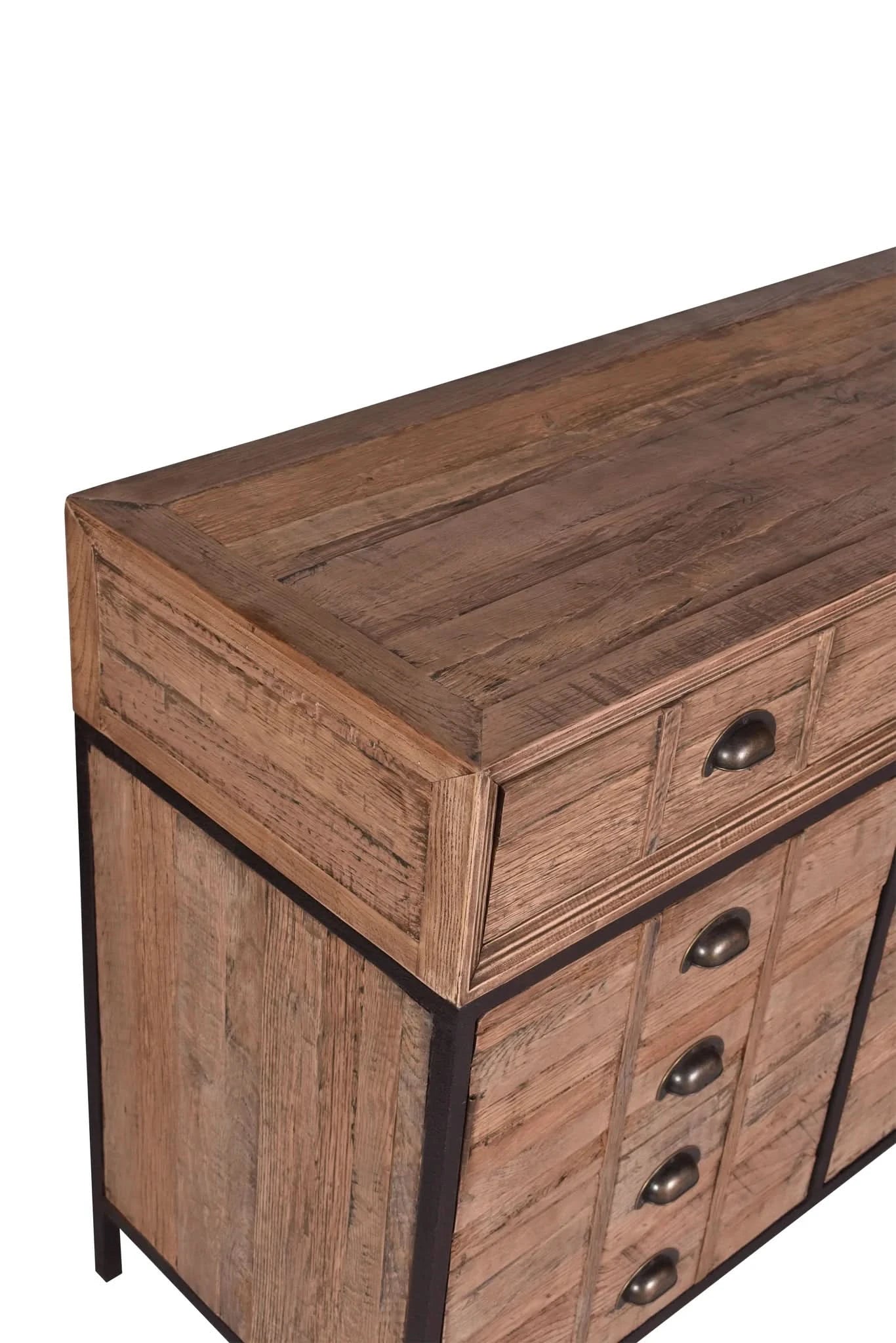 BASIL RECLAIMED OAK & IRON SIDEBOARD BUFFET 3 DRAWERS 3 DOORS LIGHT NATURAL (Copy) - MyChocolateWood
