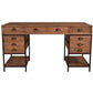 BASIL RECLAIMED OAK & IRON TWIN PEDESTAL DESK. HOME OFFICE DESK BROWN - MyChocolateWood