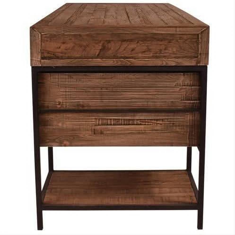 BASIL RECLAIMED OAK & IRON TWIN PEDESTAL DESK. HOME OFFICE DESK BROWN