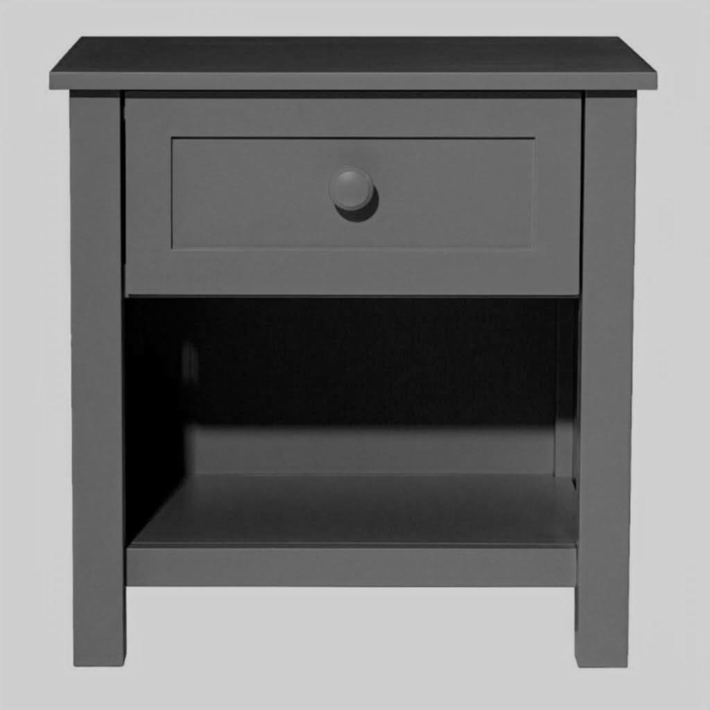 BAYLIN RUBBERWOOD 1-DRAWER  1-SHELF BEDSIDE TABLE BLACK - MyChocolateWood