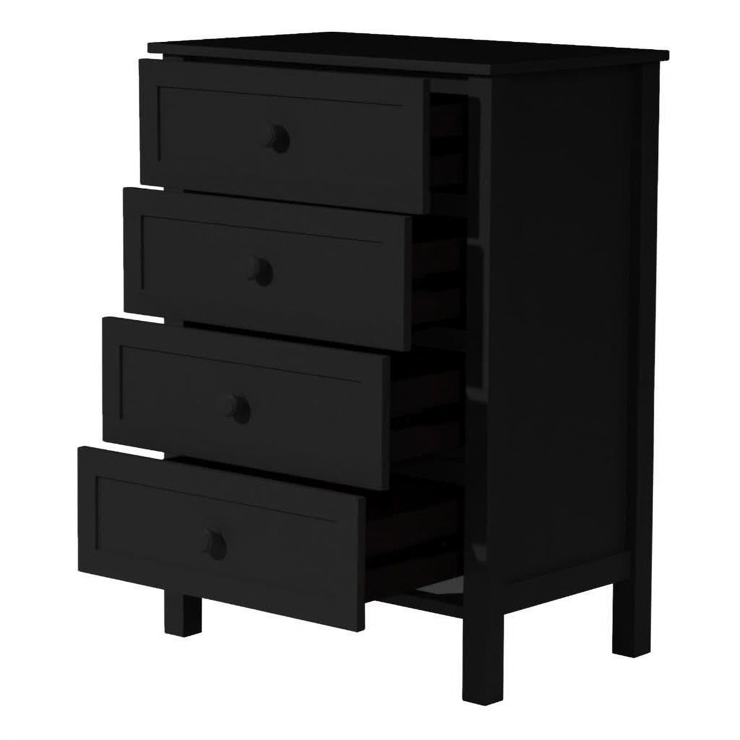 Baylin Rubberwood 4-Drawer Tallboy in Black - Chocolate Wood