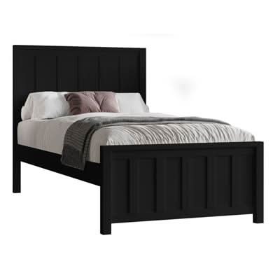 Baylin Rubberwood Bed in Black - Chocolate Wood