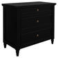 Beau 3-Drawer Turned Leg Chest of Drawers in Black - Chocolate Wood