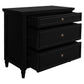 Beau 3-Drawer Turned Leg Chest of Drawers in Black - Chocolate Wood