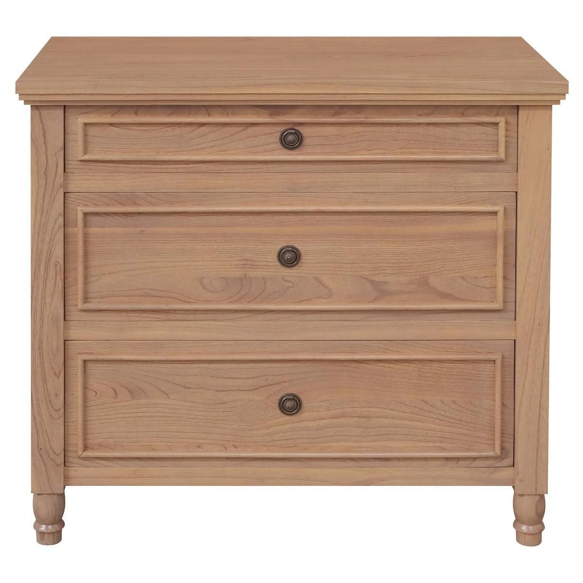 BEAU 3 DRAWERS TURN LEG CHEST OF DRAWERS NATURAL - MyChocolateWood