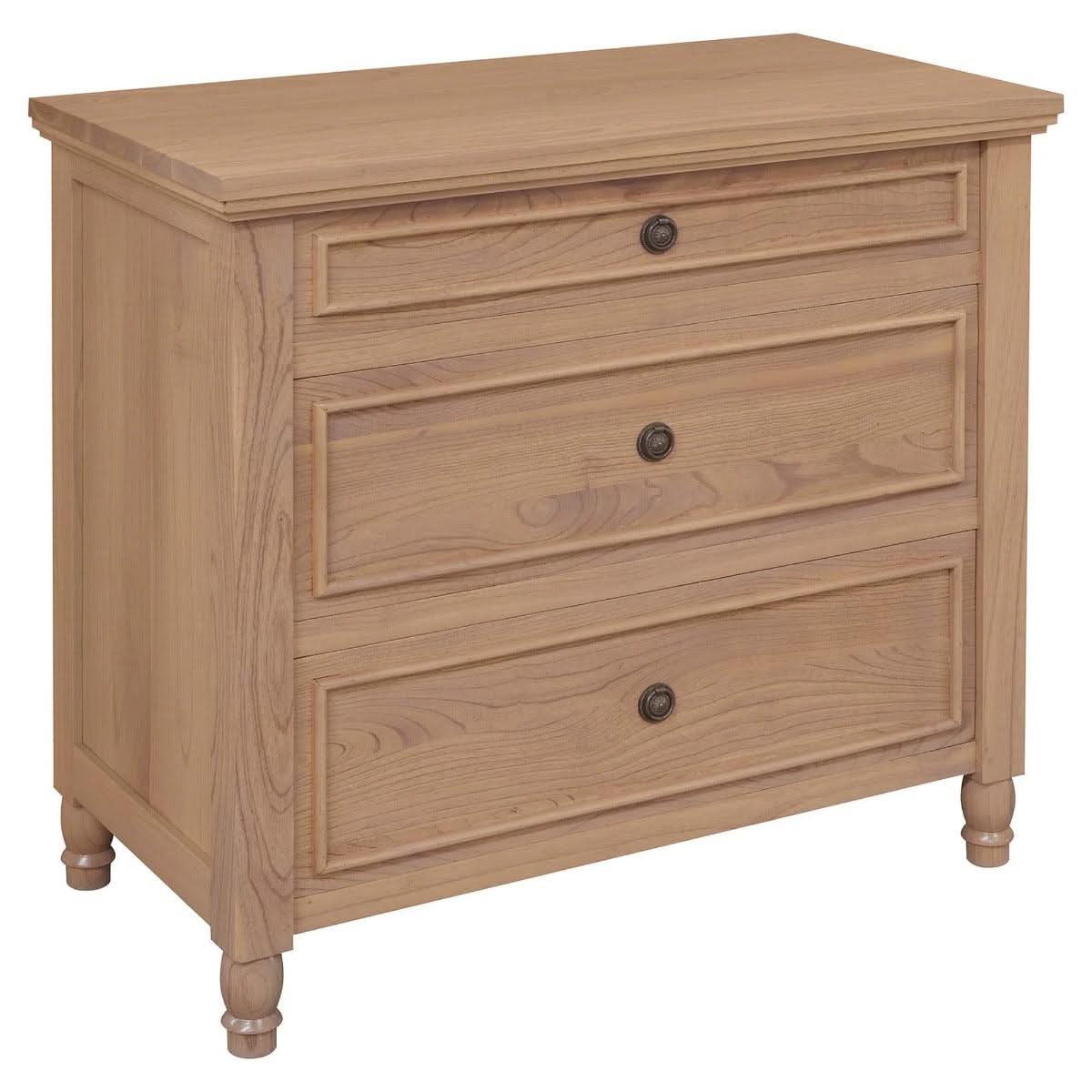 BEAU 3 DRAWERS TURN LEG CHEST OF DRAWERS NATURAL - MyChocolateWood
