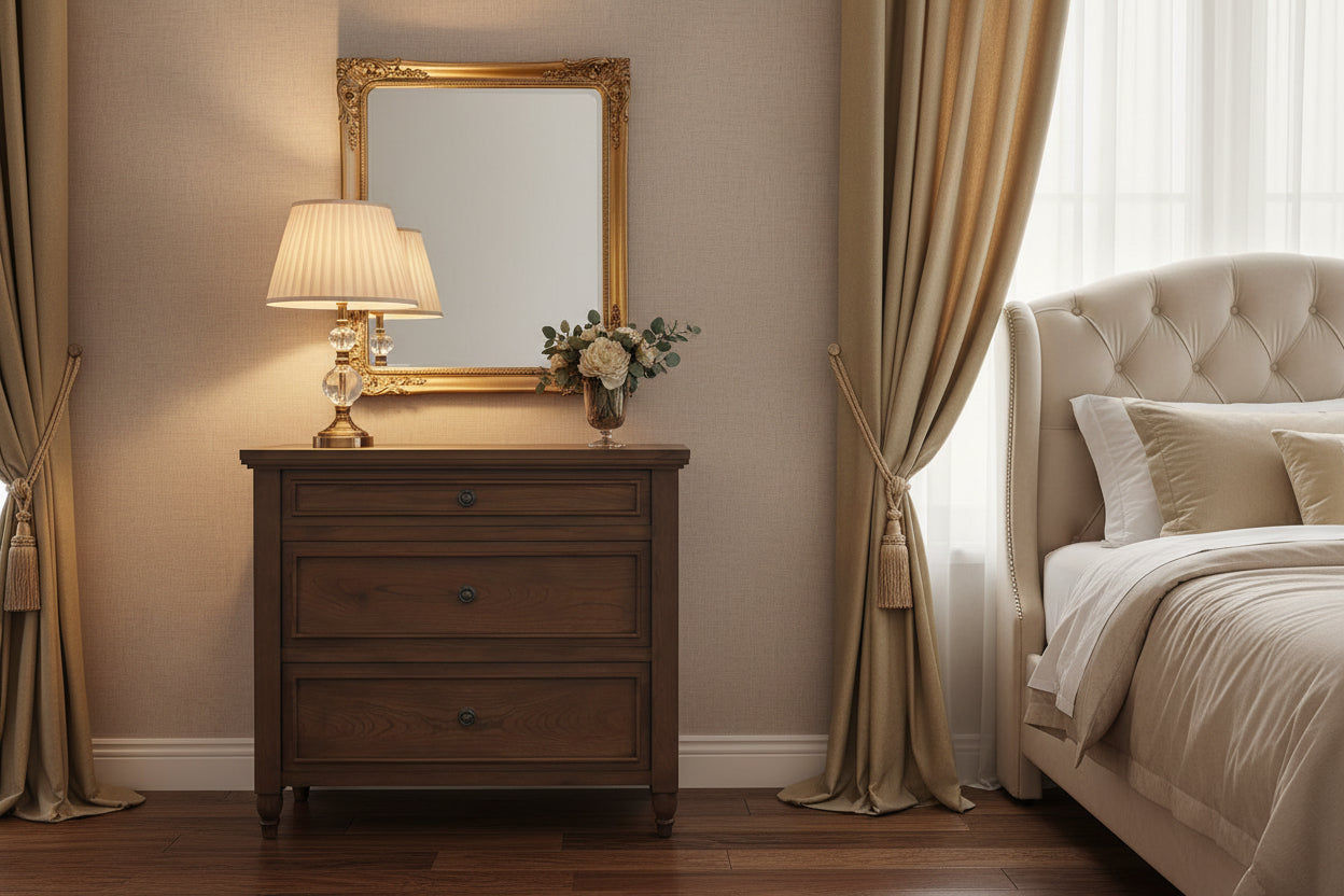 BEAU 3 DRAWERS TURN LEG CHEST OF DRAWERS WALNUT - MyChocolateWood