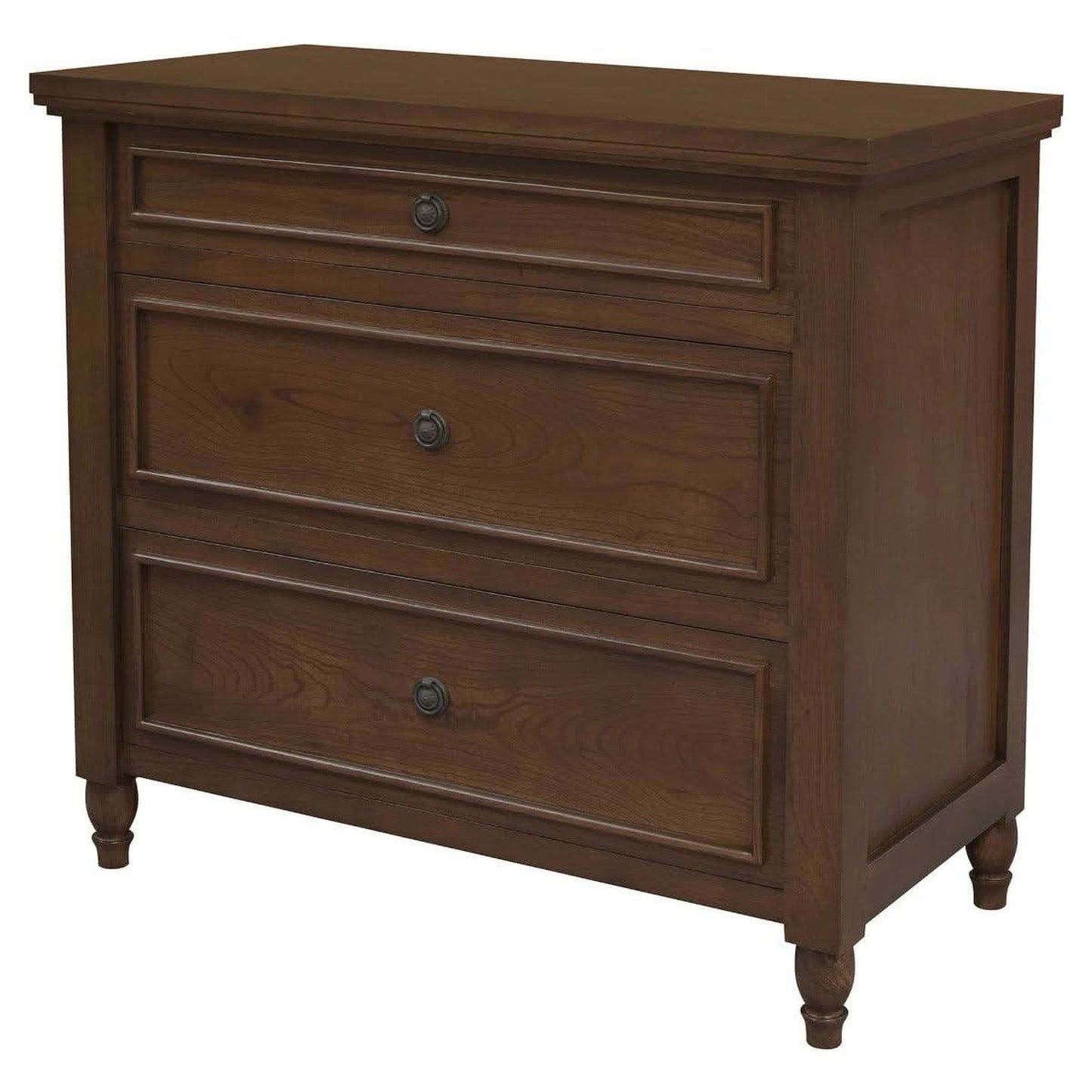 Beau 3-Drawer Turned Leg Chest of Drawers in Walnut - Chocolate Wood