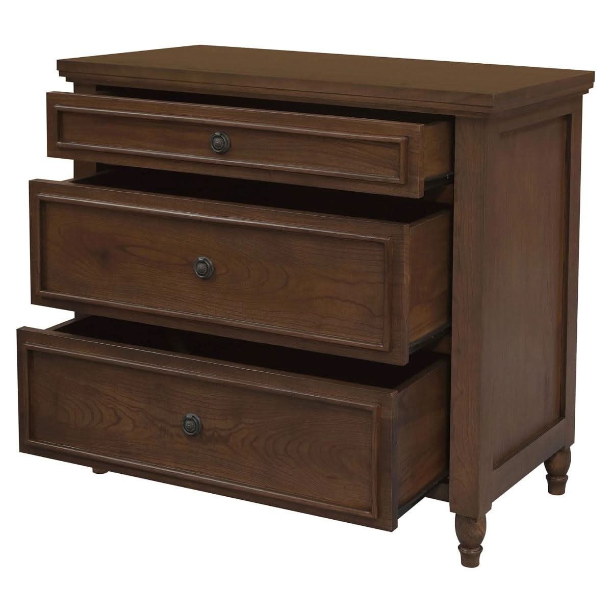 BEAU 3 DRAWERS TURN LEG CHEST OF DRAWERS WALNUT - MyChocolateWood