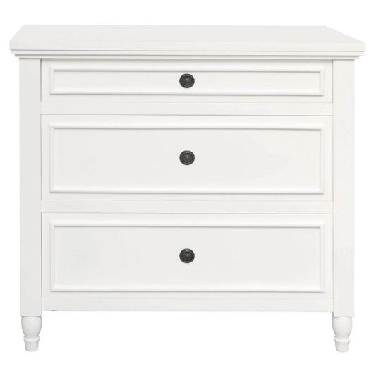 BEAU 3 DRAWERS TURN LEG CHEST OF DRAWERS WHITE - MyChocolateWood