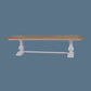 BECKETT HAMPTON STYLE SOLID MAHOGANY RECTANGULAR TRESTLE DINING TABLE IN ANTIQUE FRENCH OAK/ARCHITECTURAL WHITE 244CM - MyChocolateWood