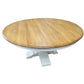Beckett Hampton Style Solid Mahogany Round Trestle Dining Table in French Oak & Architectural White - Chocolate Wood
