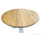 Beckett Hampton Style Solid Mahogany Round Trestle Dining Table in French Oak & Architectural White - Chocolate Wood