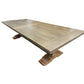 Beckett Hampton Style Solid Mahogany Rectangular Trestle Dining Table in Straw Wash - Chocolate Wood