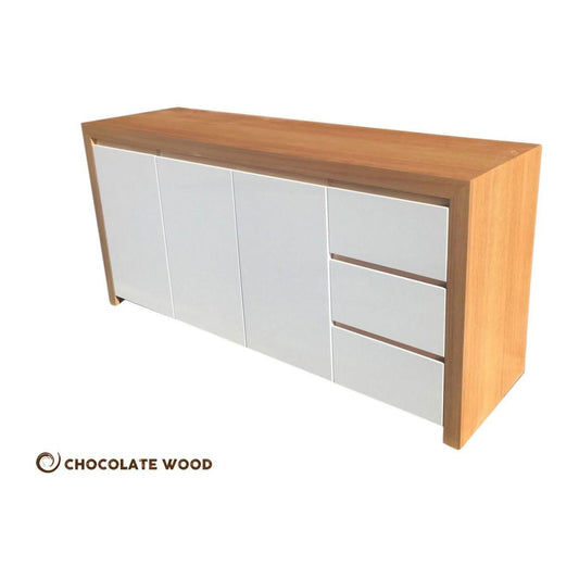BELINDA BUFFET/SIDEBOARD TASSIE OAK WITH 3 DOORS & 3 DRAWERS IN CLEAR LACQUER AUSTRALIAN CUSTOM MADE