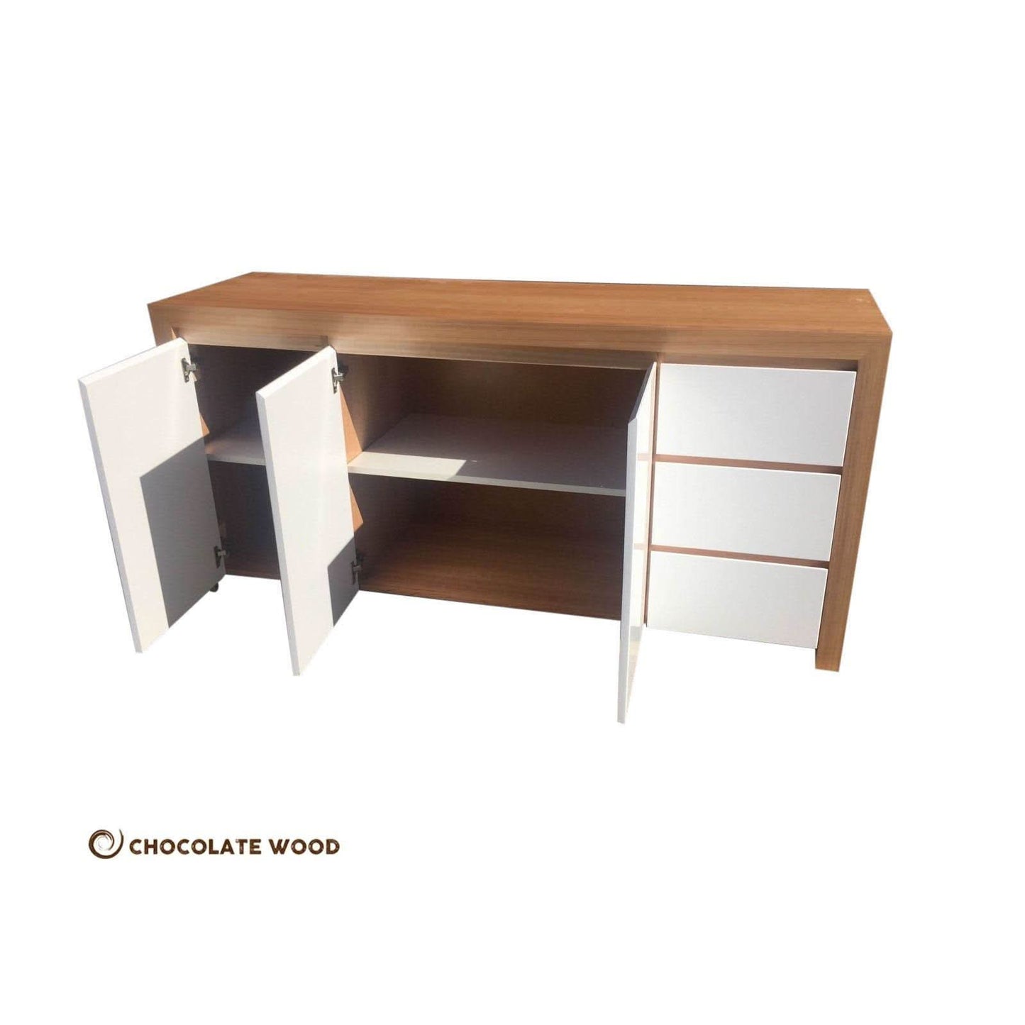 BELINDA BUFFET/SIDEBOARD TASSIE OAK WITH 3 DOORS & 3 DRAWERS IN CLEAR LACQUER AUSTRALIAN CUSTOM MADE