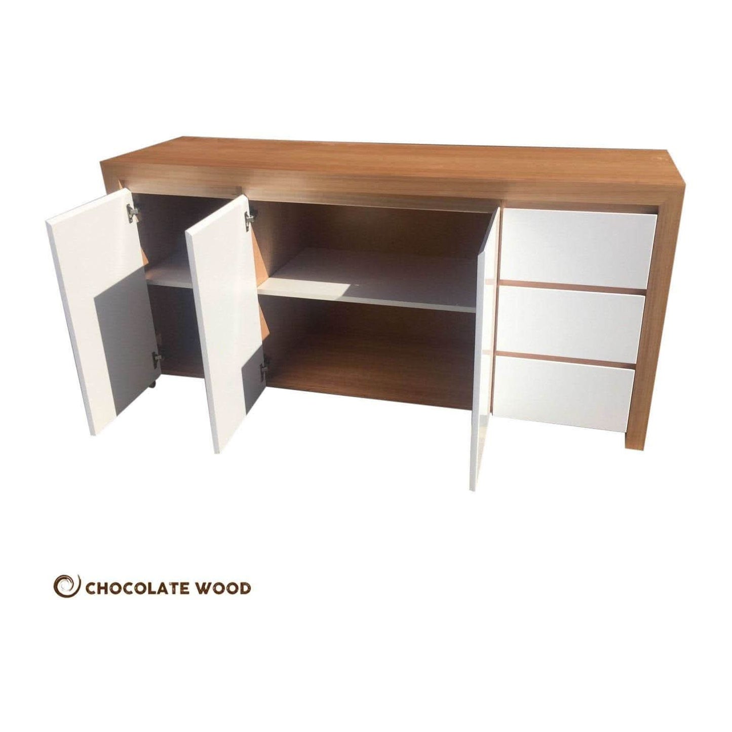 BELINDA BUFFET/SIDEBOARD TASSIE OAK WITH 3 DOORS & 3 DRAWERS IN CLEAR LACQUER AUSTRALIAN CUSTOM MADE