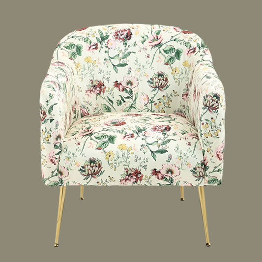 BELINDA FLORAL ARMCHAIR WITH GOLDEN METAL LEGS - MyChocolateWood