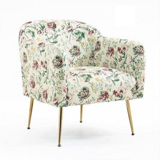 BELINDA FLORAL ARMCHAIR WITH GOLDEN METAL LEGS