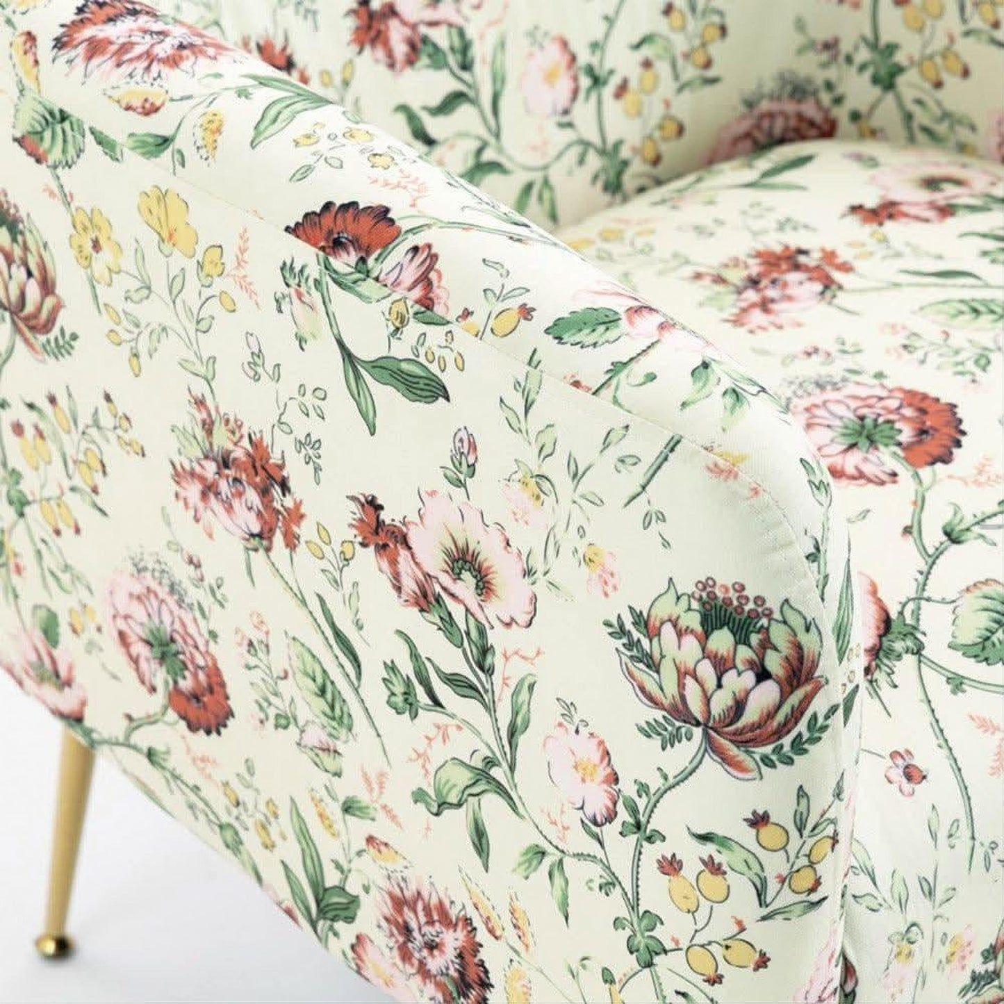 BELINDA FLORAL ARMCHAIR WITH GOLDEN METAL LEGS