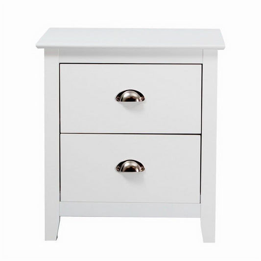 BELLE 2-DRAWER BEDSIDE TABLE WHITE - MyChocolateWood