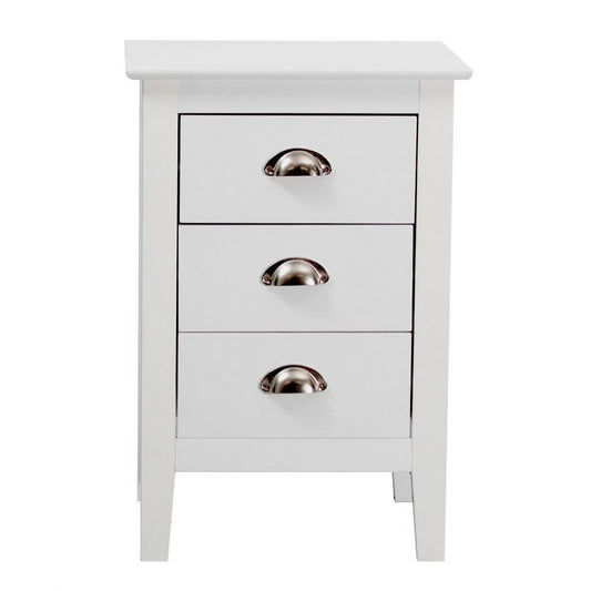 BELLE 3-DRAWER BEDSIDE TABLE WHITE