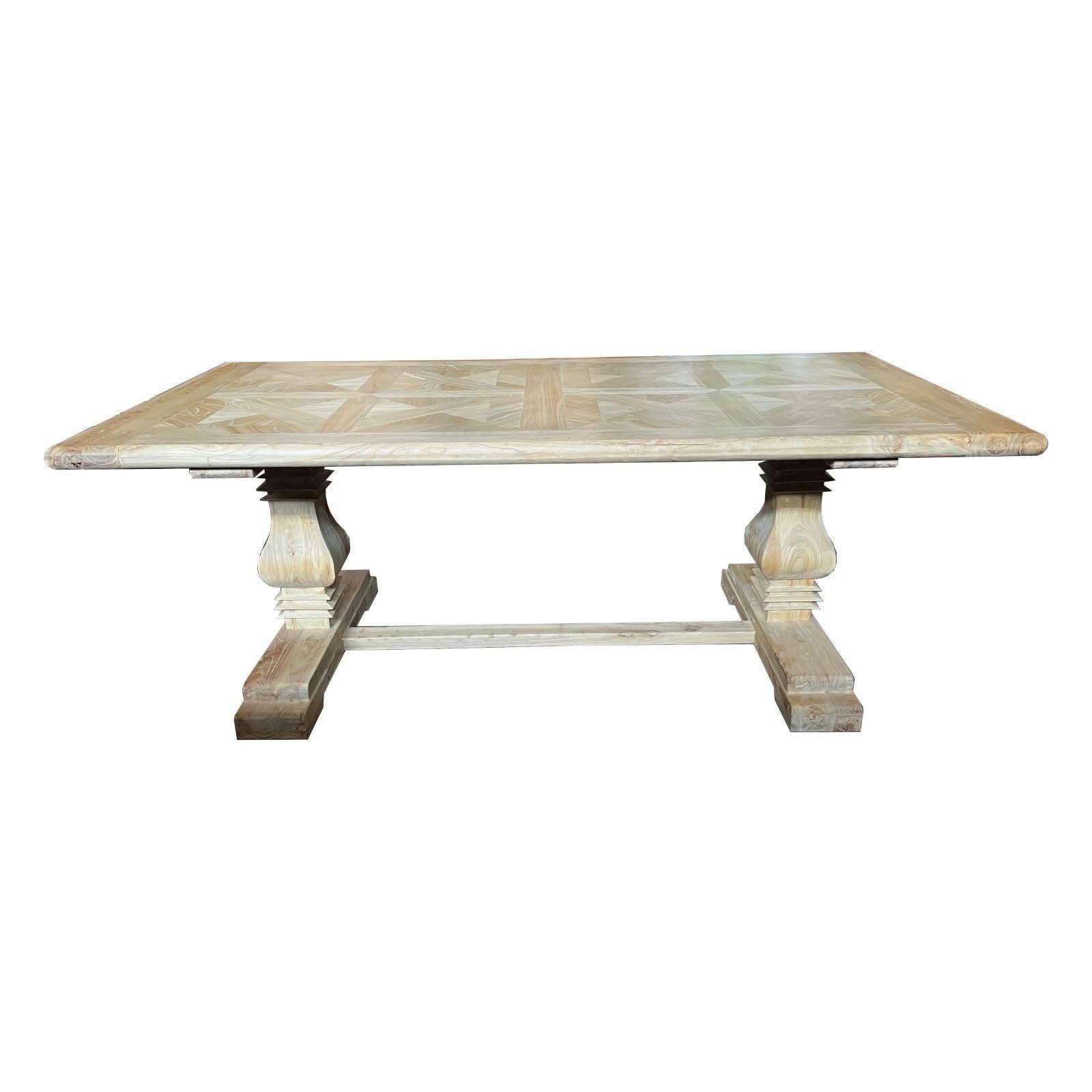 BELLINGTON RECYCLED ELM DINING TABLE PARQUETRY TOP 200CM - MyChocolateWood