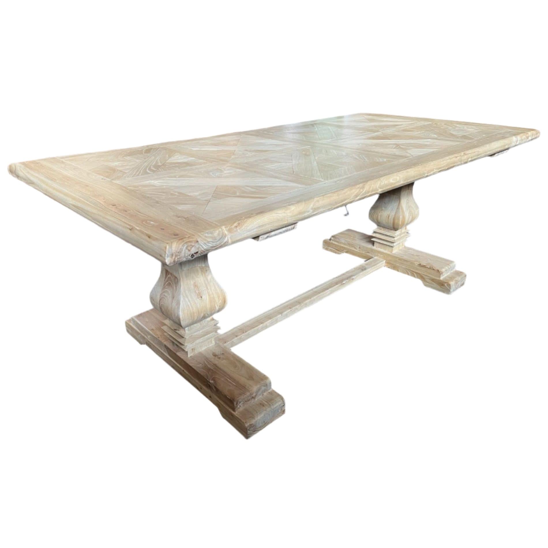 BELLINGTON RECYCLED ELM DINING TABLE PARQUETRY TOP 250CM - MyChocolateWood