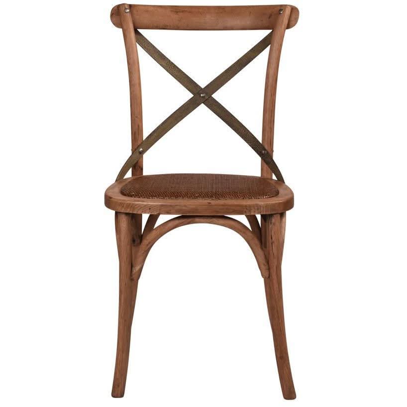 BELMONT GREY METAL CROSS BACK CHAIR IN MEDIUM HONEY - MyChocolateWood