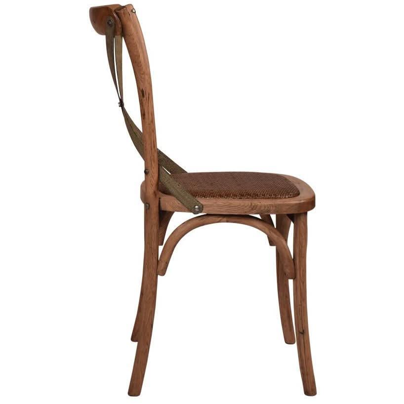 BELMONT GREY METAL CROSS BACK CHAIR IN MEDIUM HONEY - MyChocolateWood