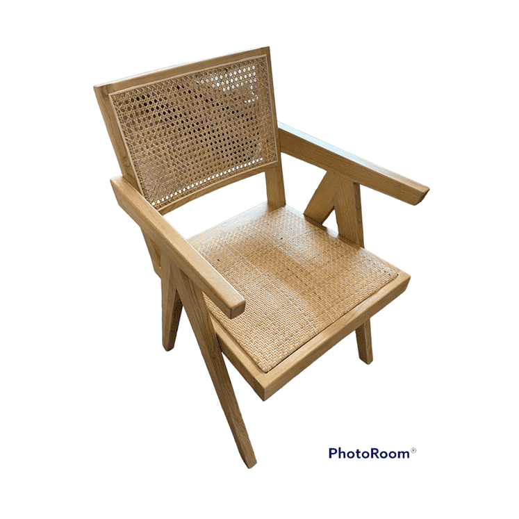 BELVIL RECYCLED ELM/ RATTAN CHAIR HAMPTON ARMCHAIR IN NATURAL - MyChocolateWood