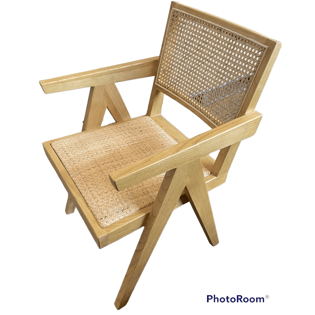 BELVIL RECYCLED ELM/ RATTAN CHAIR HAMPTON ARMCHAIR IN NATURAL - MyChocolateWood
