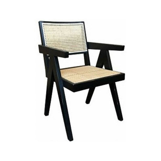 BELVIL RECYCLED ELM/RATTAN CHAIR HAMPTON ARMCHAIR IN RUBBED DOWN BLACK - MyChocolateWood