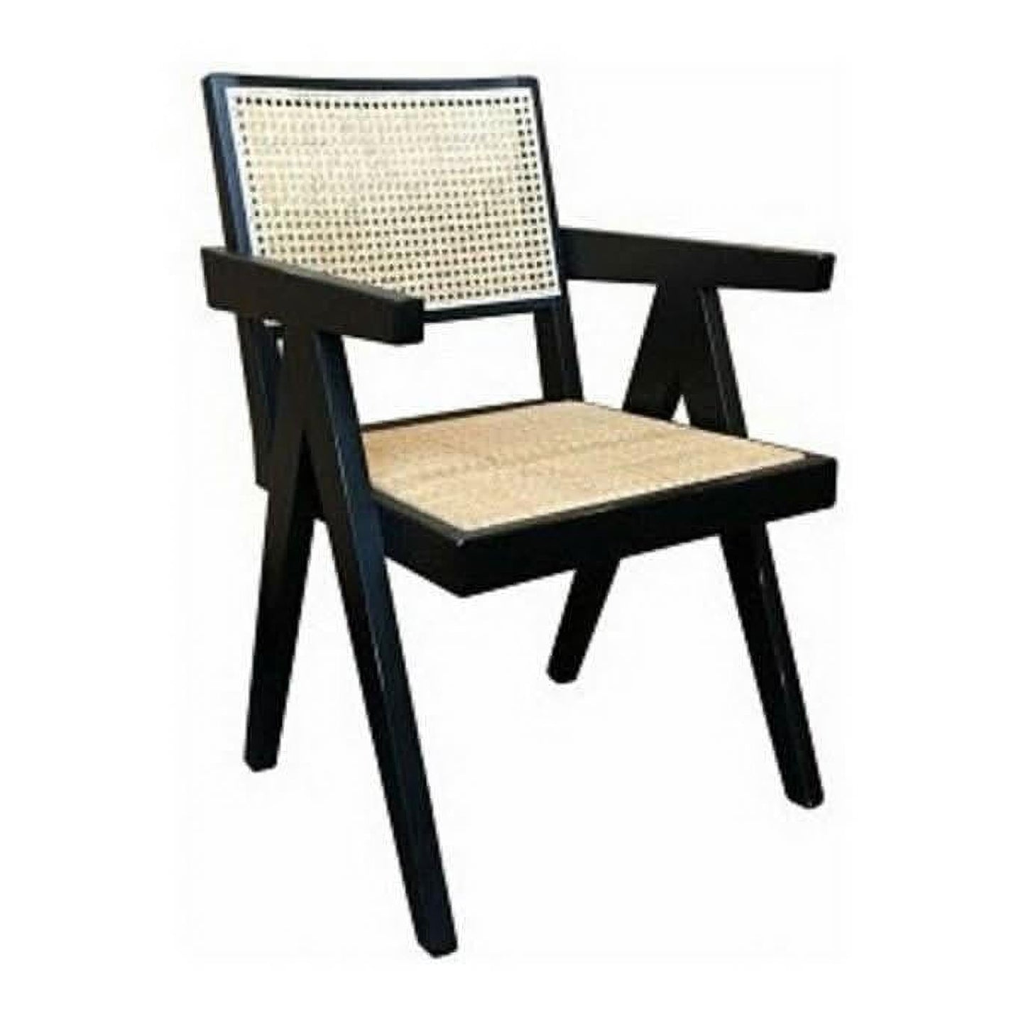Belvil Recycled Elm & Rattan Hampton Armchair in Black - Chocolate Wood