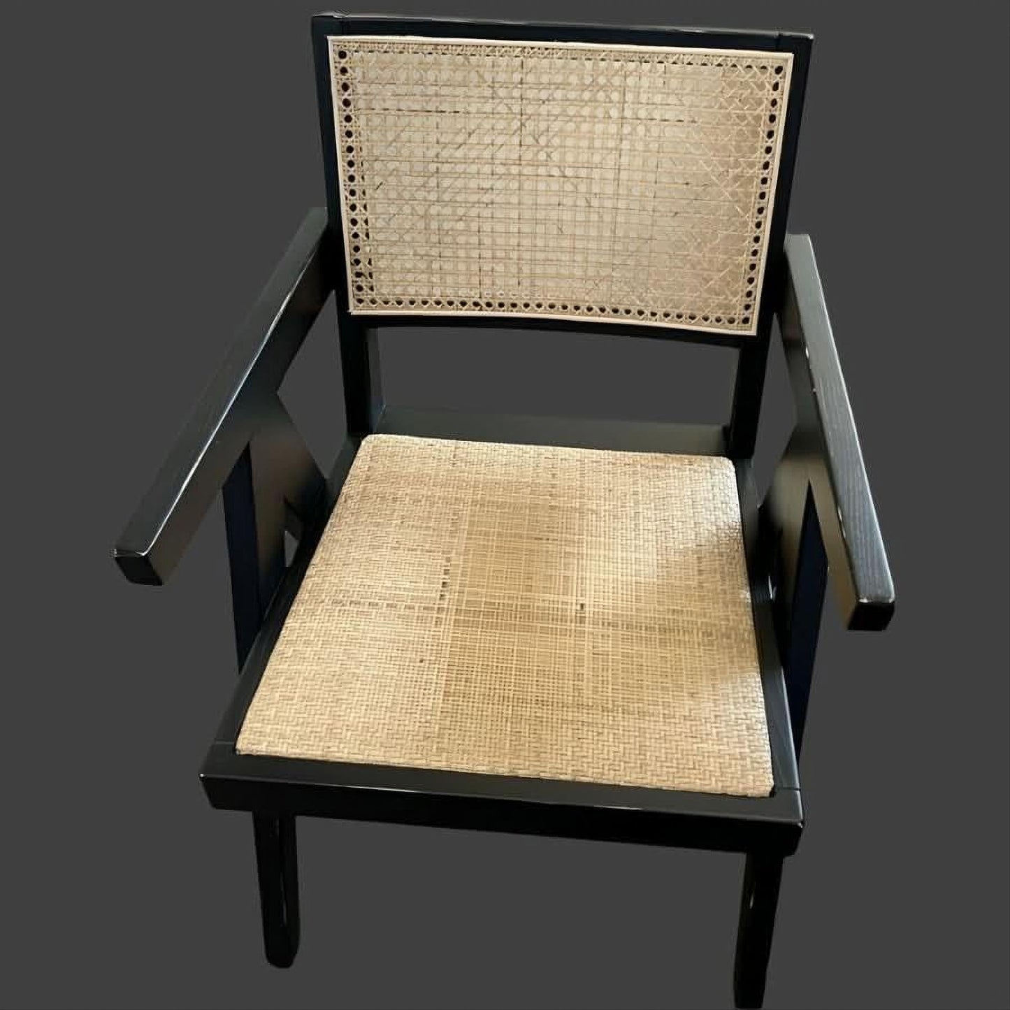 Belvil Recycled Elm & Rattan Hampton Armchair in Black - Chocolate Wood