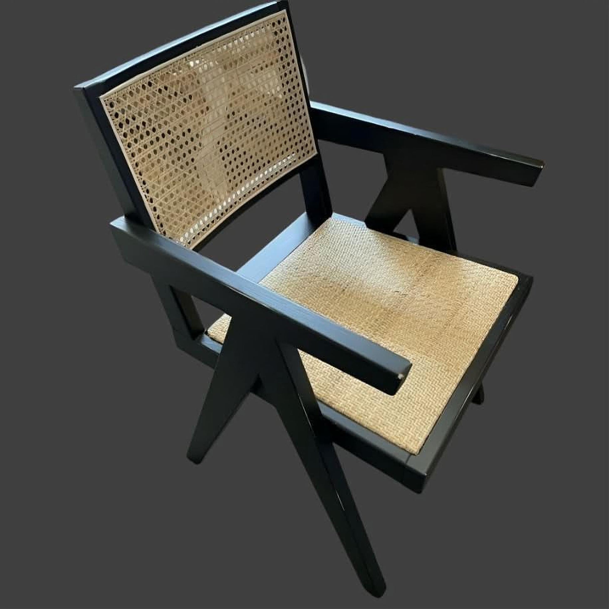 Belvil Recycled Elm & Rattan Hampton Armchair in Black - Chocolate Wood