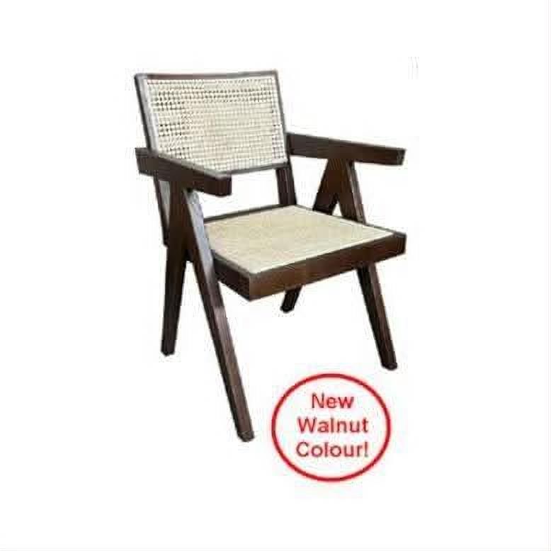Belvil Recycled Elm & Rattan Hampton Armchair in Walnut - Chocolate Wood