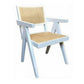 Belvil Recycled Elm & Rattan Hampton Armchair in White - Chocolate Wood
