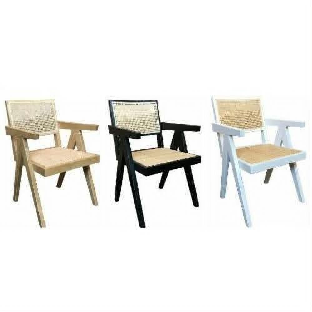 Belvil Recycled Elm & Rattan Hampton Armchair in White - Chocolate Wood