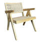 BELVIL RECYCLED ELM/ RATTAN CHAIR HAMPTON LOUNGE CHAIR IN NATURAL - MyChocolateWood