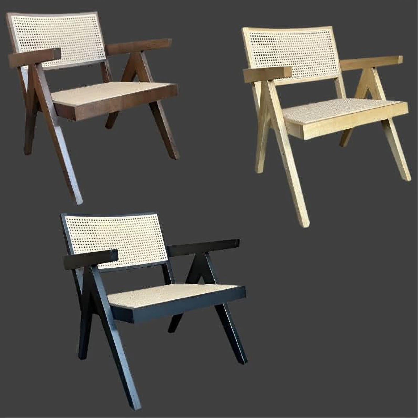 Belvil Recycled Elm & Rattan Hampton Lounge Chair in Black - Chocolate Wood