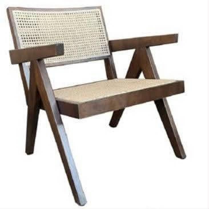 Belvil Recycled Elm & Rattan Hampton Lounge Chair in Walnut - Chocolate Wood