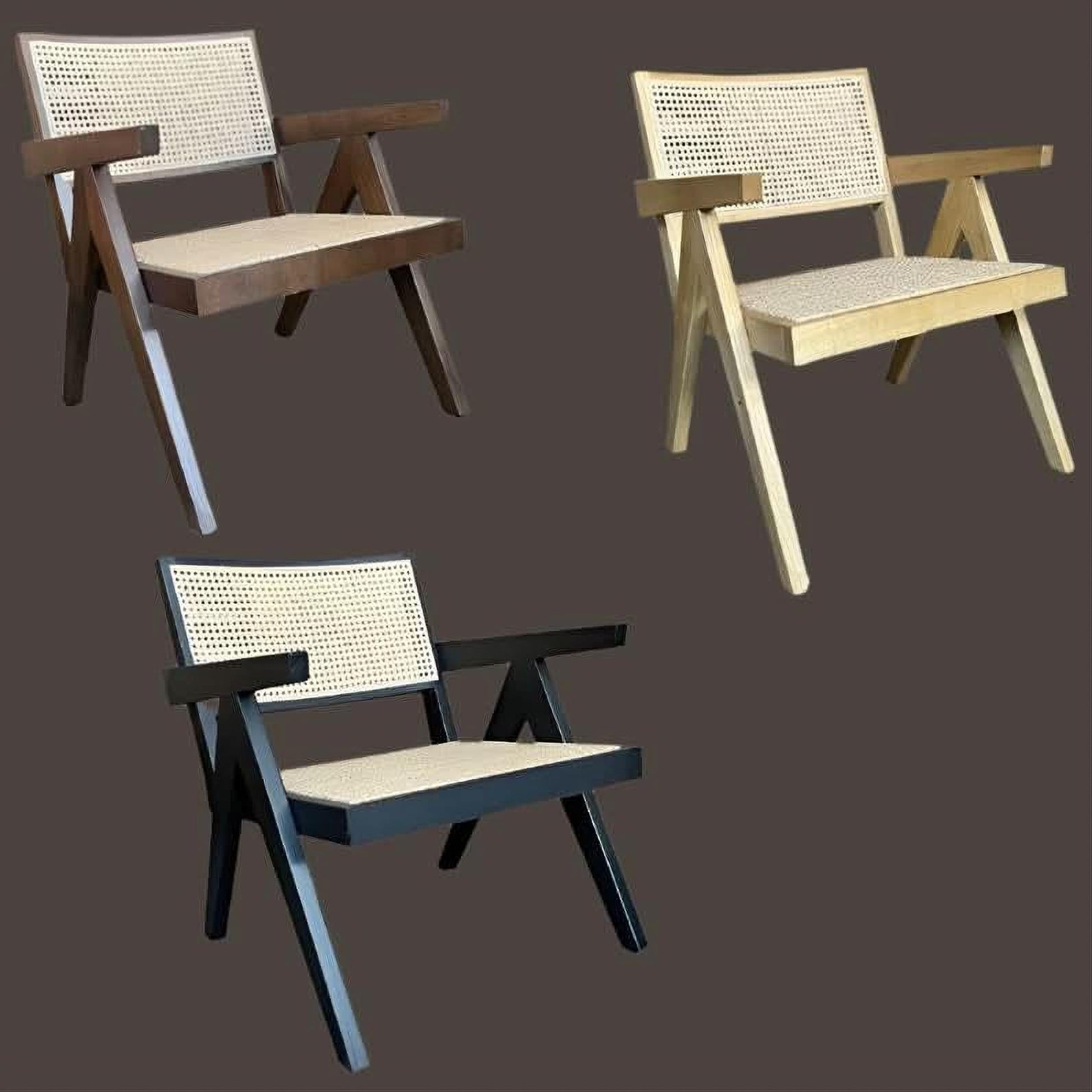 Belvil Recycled Elm & Rattan Hampton Lounge Chair in Walnut - Chocolate Wood