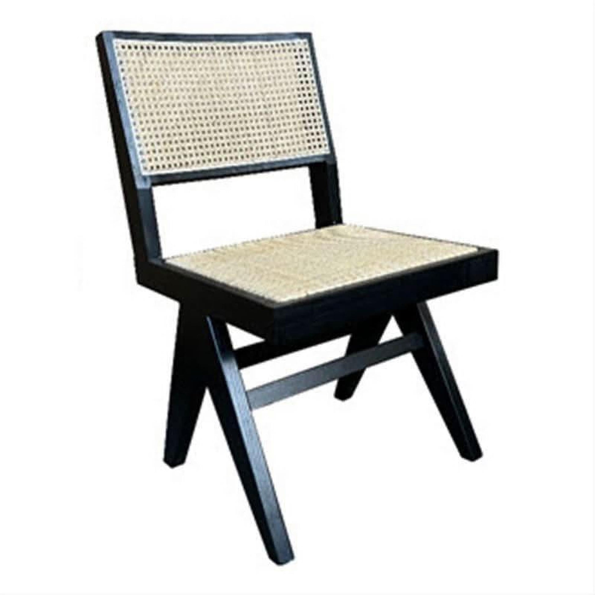 Belvil Recycled Elm & Rattan Hampton Style Casual Dining Chair in Black - Chocolate Wood